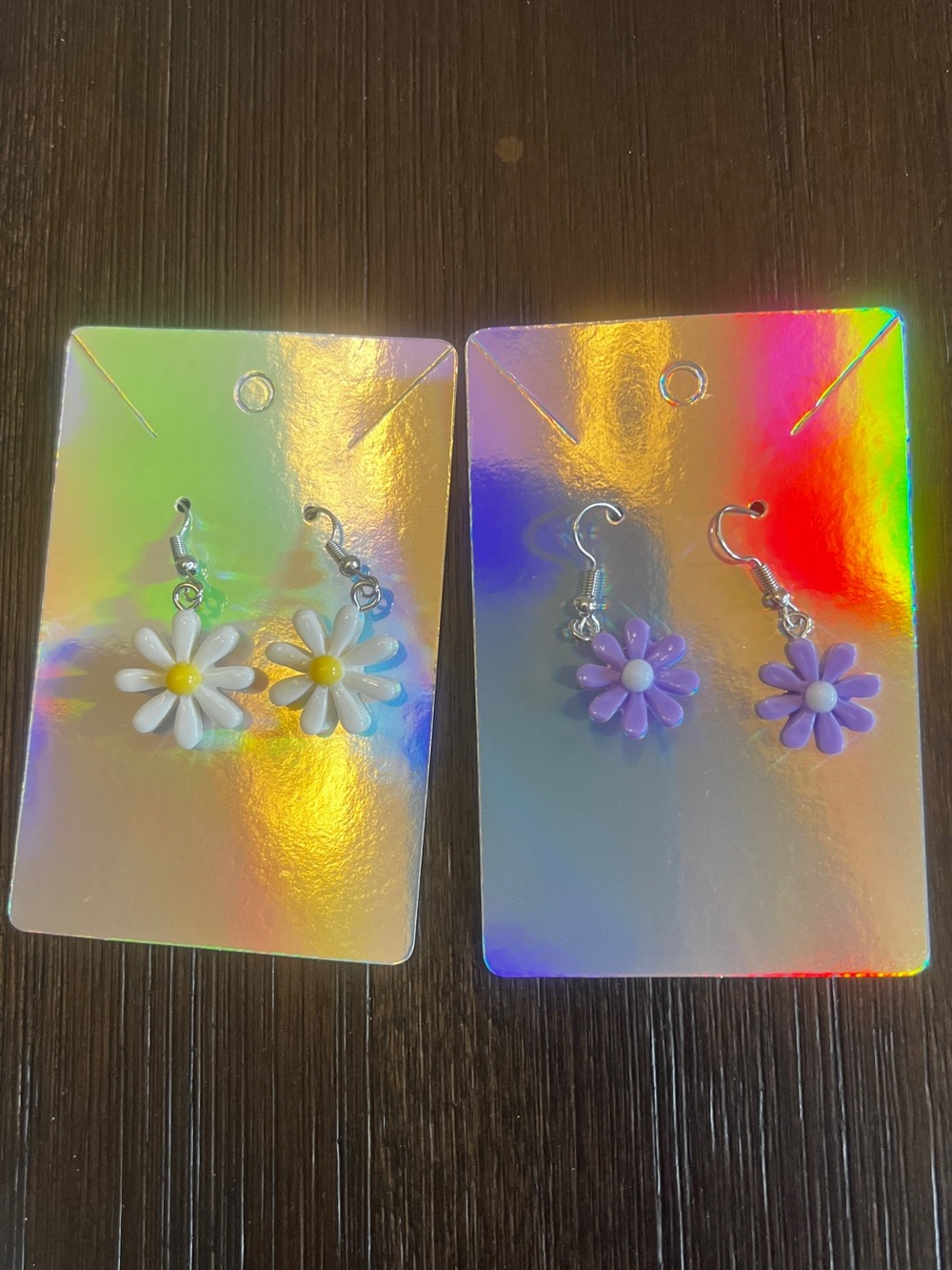 Cute Daisy Drop Earrings for Kids - White & Purple